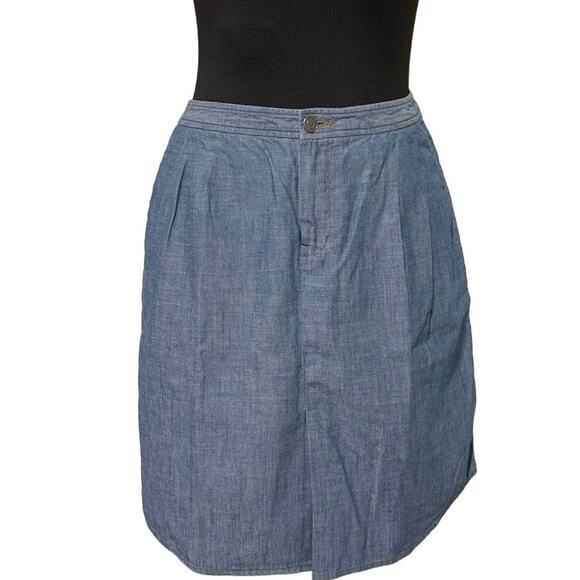 Banana Republic Skirt Size 10 Relaxed Blue Chambray Shirttail Pencil Mini Skirt - Picture 3 of 13